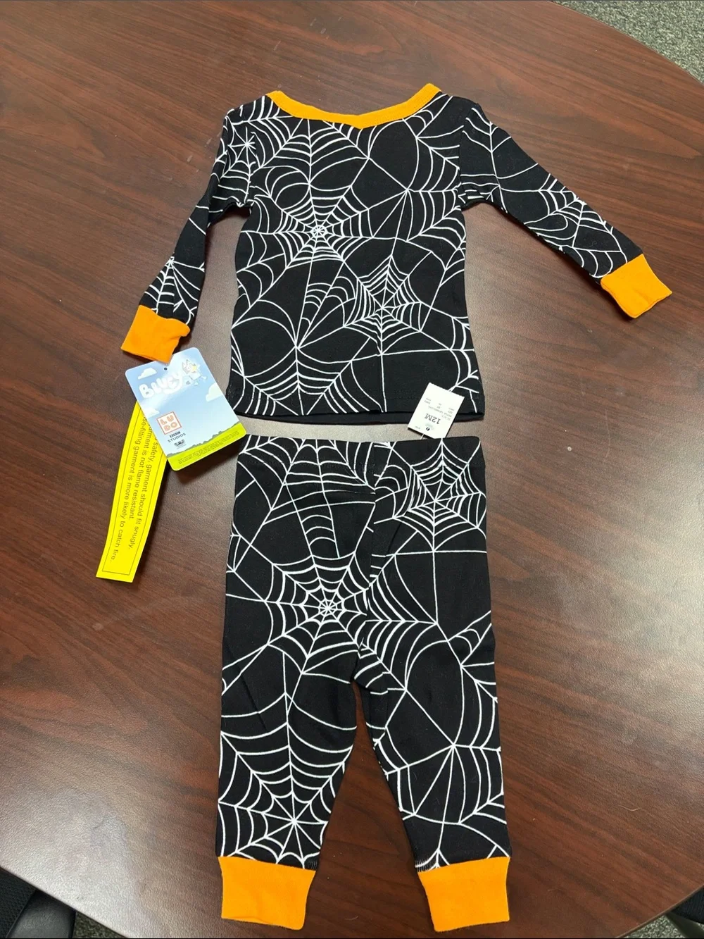 Kids Black & Orange Bluey Halloween Pajama Set